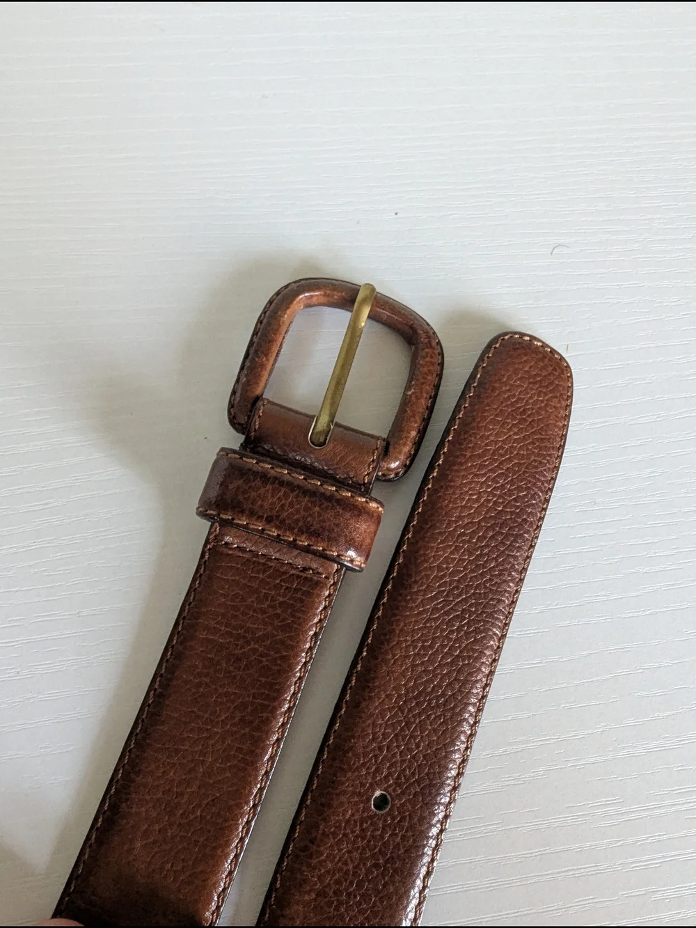 Bally Brown Leather Belt with Gold-Tone Buckle